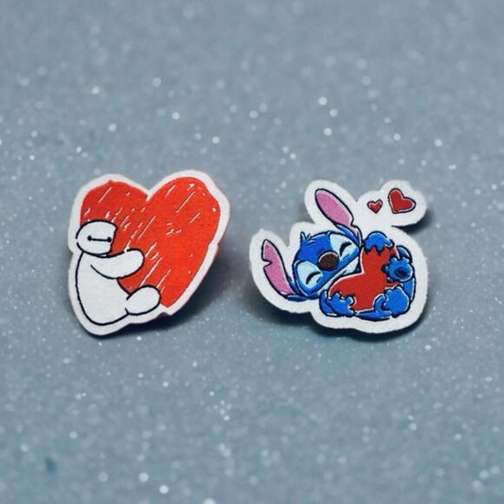 Iron On Patch Stitch and Baymax 2” Big Hero 6 Kawaii Heart Love Craft Cute